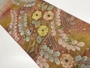 未使用品　ふくれ織　辻ヶ花模様袋帯